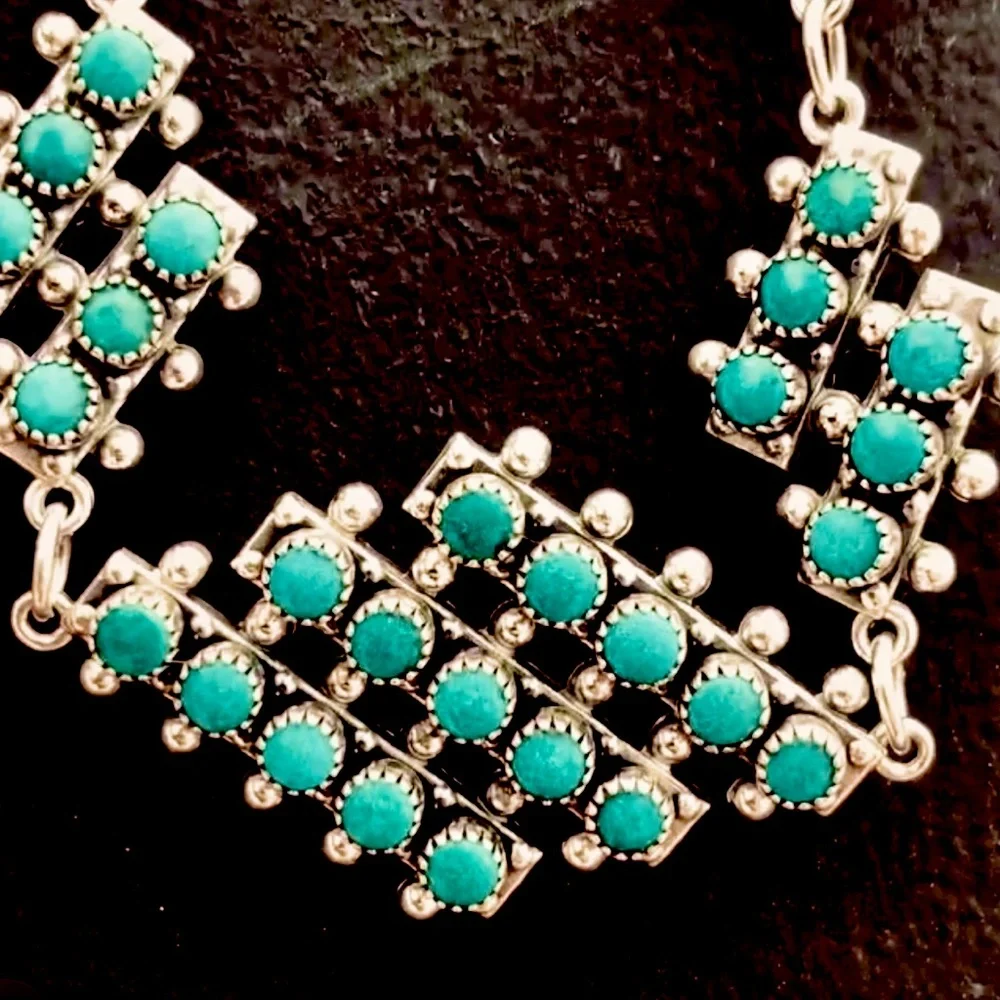 Vintage Sterling Turquoise Necklaxe - Picture 2 of 3